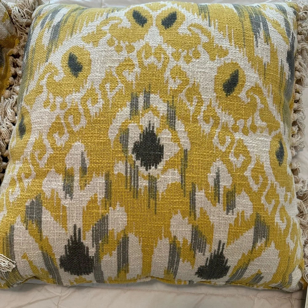 RAJ Bespoke Pottery Barn Bohemian Ikat Indian Moroccan Pillow with tassels